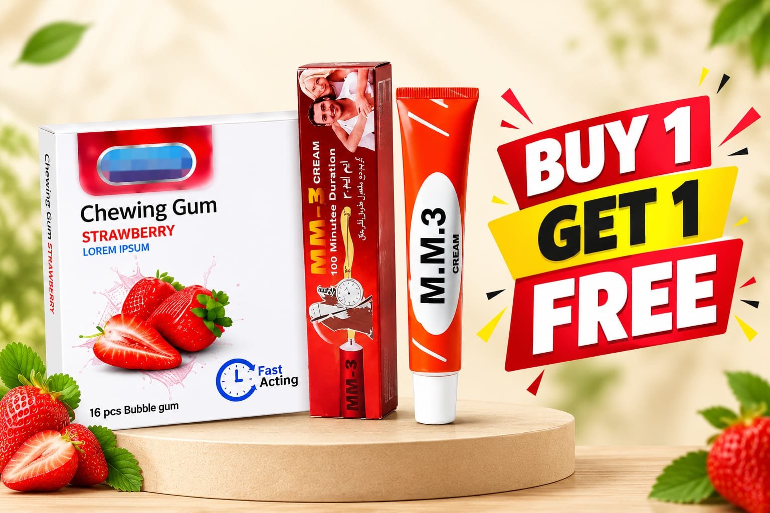 MM-3 Care Cream & Strawberry Bubble Gum Combo – 16 Pcs - Image 2